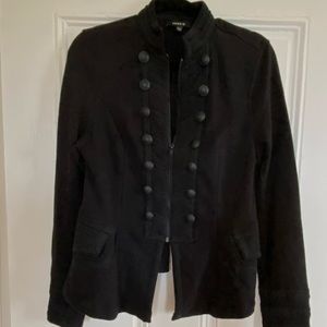 Torrid military style jacket, zip up, cotton with stretch and Terry like inside.